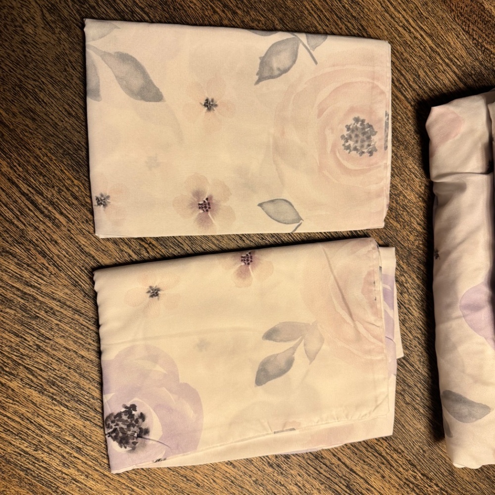 Sweet JoJo DesignsWatercolor Floral Lavender And Grey Collection Queen Sheet Set - Picture 3 of 4